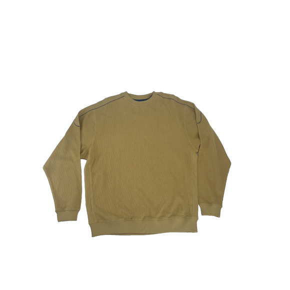 Page & Tuttle Cool Elite Mens Ribbed Mustard Yellow Crewneck Sweatshirt Large - Picture 1 of 11